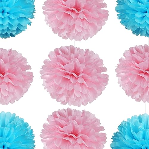 Miniatura 7 de 14" Red and Gold Tissue Pom Poms Kit DIY Decorative Paper Flowers Ball for Christmas New Years Eve Party Wedding Baby Shower Graduation Birthday