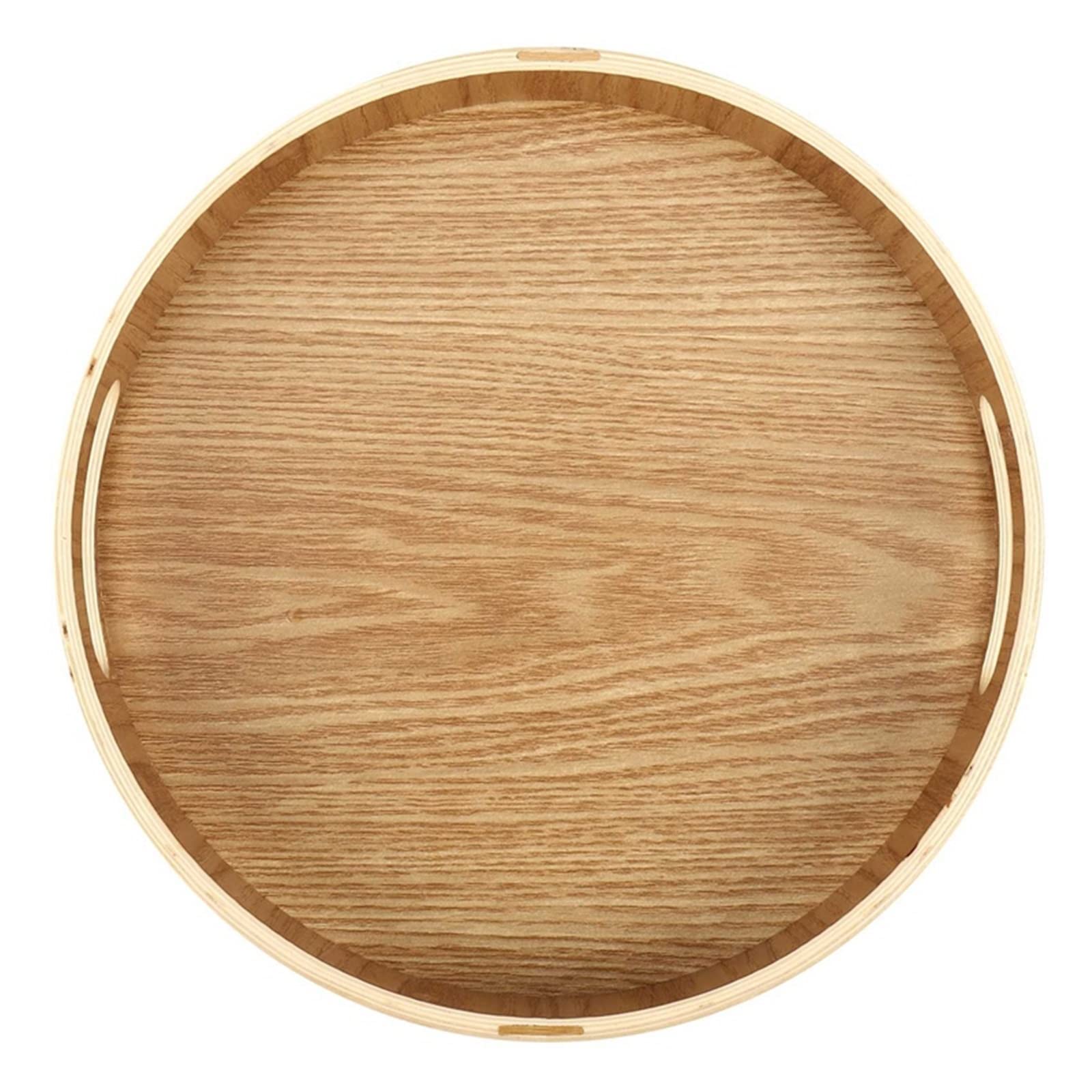 Vassoio for alimenti Vassoio rotondo in legno for vassoi for la cena Tea Bar Colazione Contenitore for alimenti Maniglia Vassoio portaoggetti Vassoi for alimenti