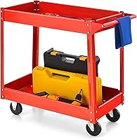 Vista 1 de Goplus Carrito utilitario de 2 niveles, carrito de herramientas de servicio comercial resistente con asa, soporte máximo de 220 libras, carrito