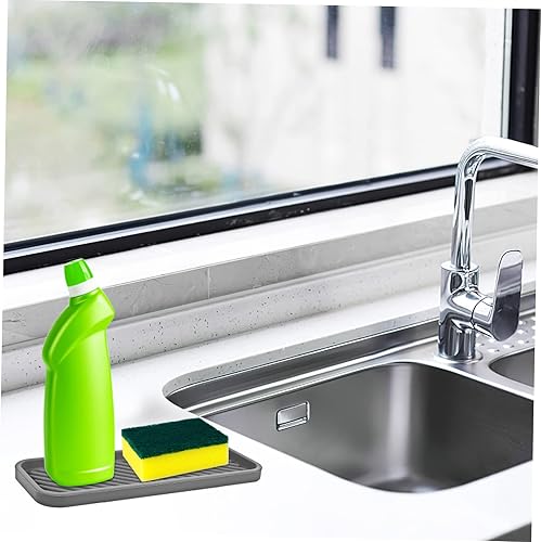 Miniatura 5 de Organizador de fregadero de cocina para baño, paquete de 2 unidades, jabonera de silicona, alfombrilla de drenaje para una fácil limpieza