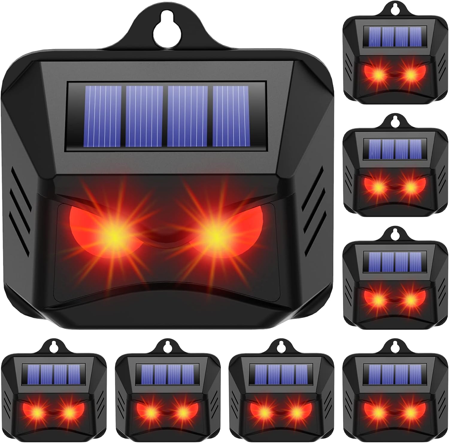 8 Pack Solar Animal Repeller with Red LED Lights Outdoor