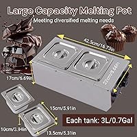 Vista 5 de Máquina de templado de chocolate de 2 tanques de 9 libras, derretidor de chocolate de 800 W, olla de fusión de chocolate con temperatura ajustable