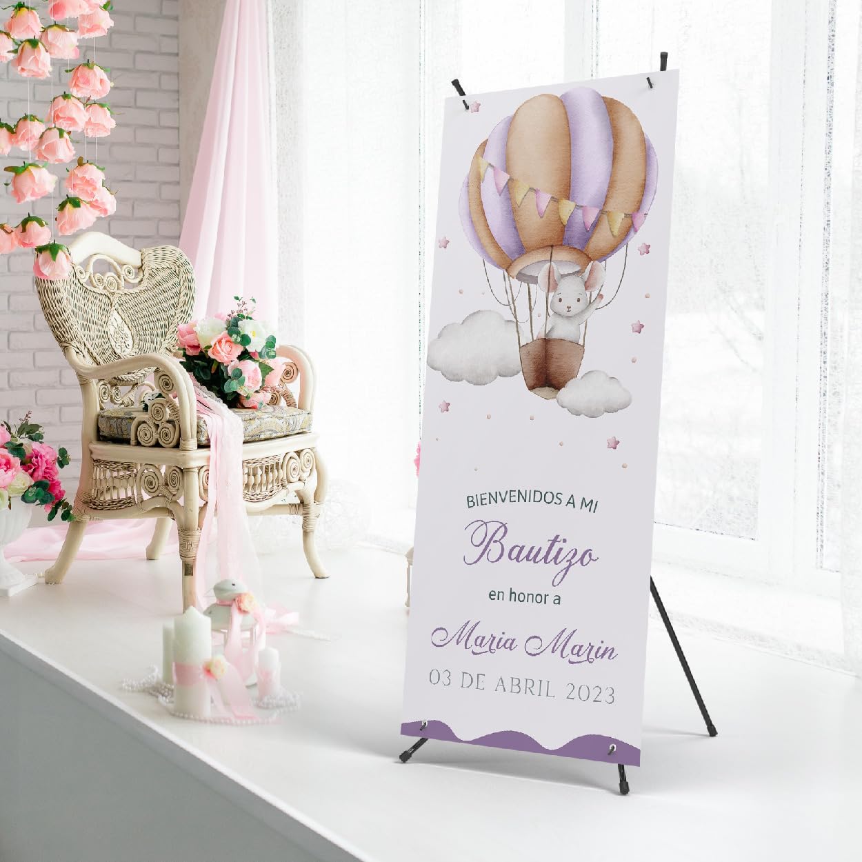 Photocall Bautizo Personalizado - Decoración para Niña o Niño - Pancarta Mi Bautizo 70x180cm - Personalización Única con Nombre, Fecha o Foto - 11 Modelos