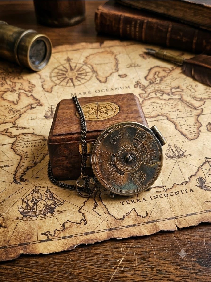 Pocket Compass | Handcrafted, Nautical Navigation, Wooden Gift Box, Collectible Desk Decor, Vintage Design-picture-14