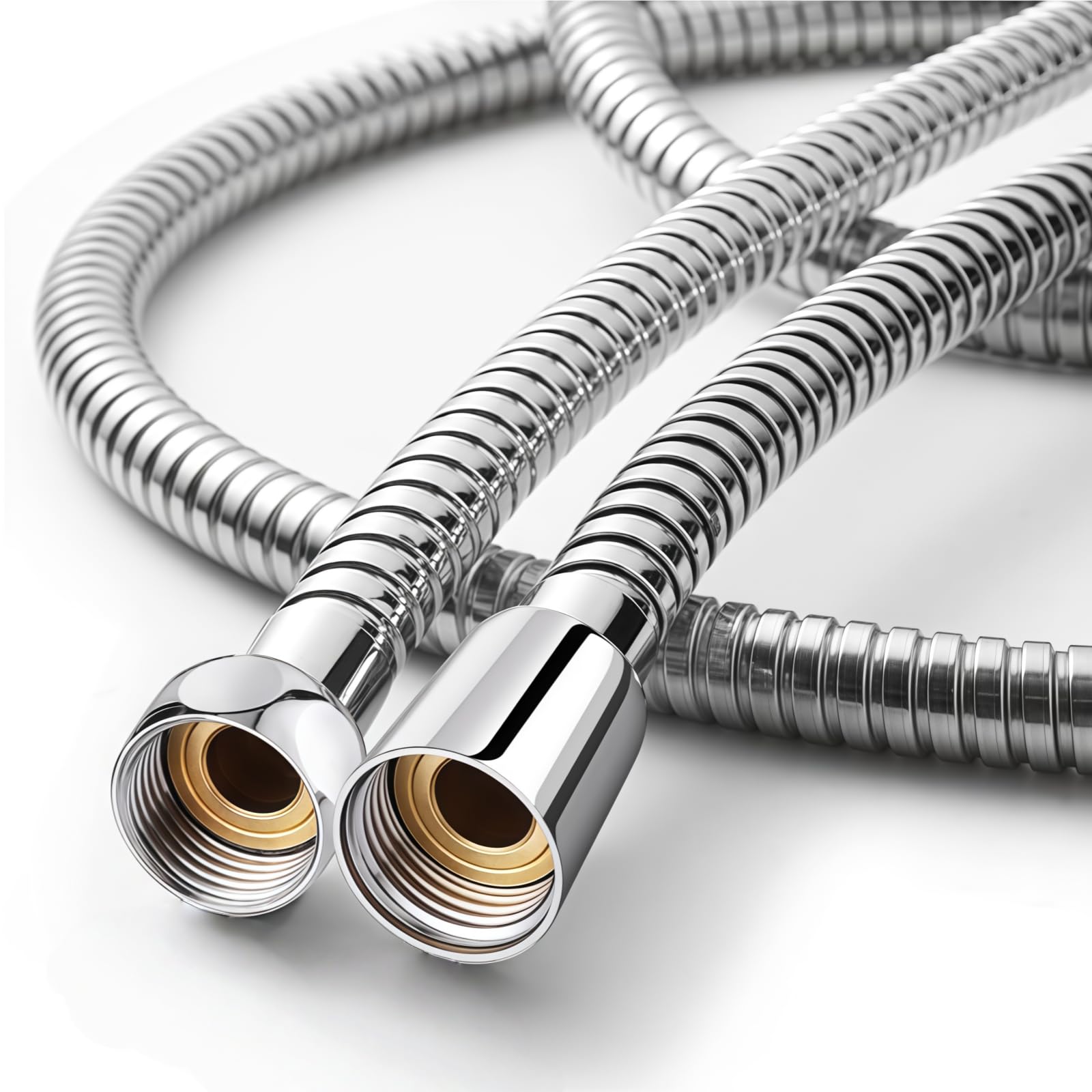 MxSplorion Large Bore Shower Hose 2m, 16mm (Outer)/10mm(Inner) Bore Anti-Kink Shower Hose,Flexible Stainless Steel Replacement Shower Hose Pipe, Universal Leak-Proof, Chrome