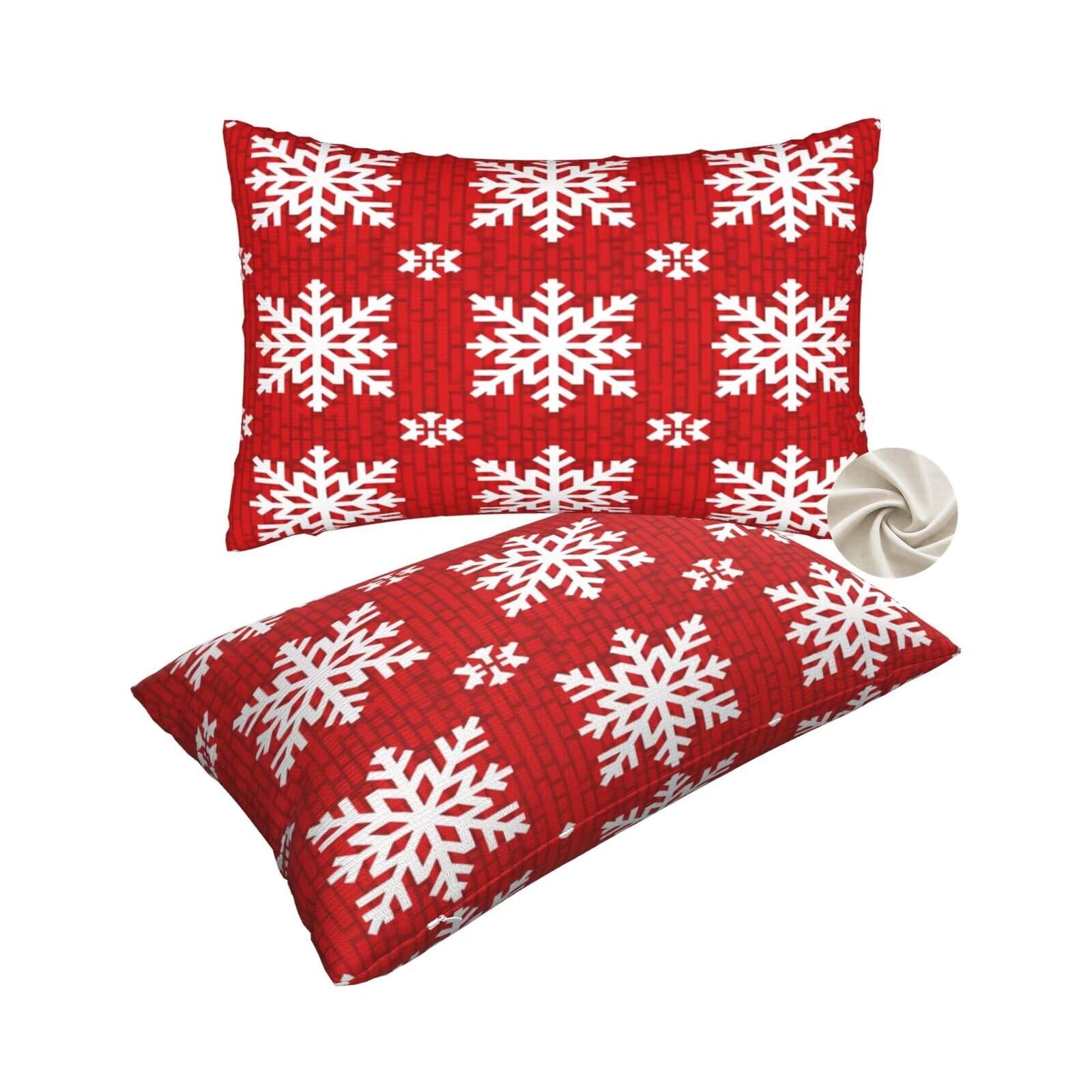 Housses de coussin 50x80 cm rouge canapé taies d'oreillers de lit x2