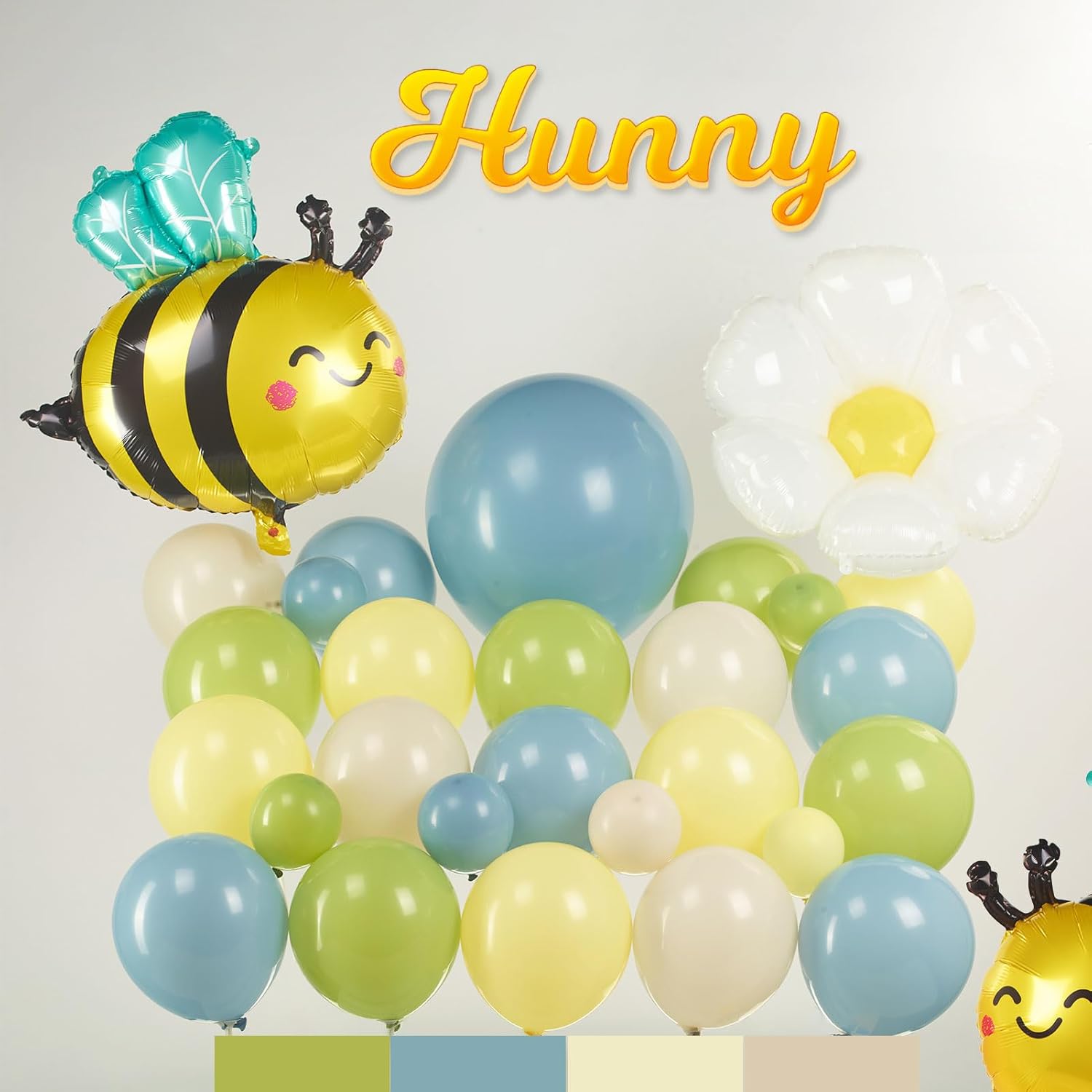 Classic Winnie Baby Shower Balloon Arch Kit Boy with Vintage Bear Baby theme backdrop Directional Sign sticker OH BABY banner Bee Daisy Mylar Balloons for baby Boy Birthday Decorations
