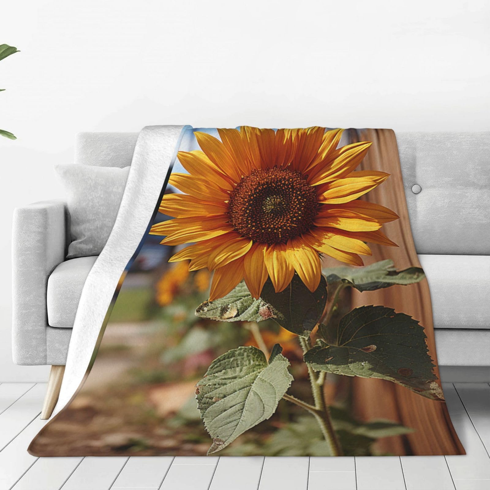 Farm Sunflower Throw Blanket for Couch, Plush Fuzzy Soft Flannel Blankets and Throws for Sofa, 40"x30" Bed Blankets for Travel Camping Chair, All Season Warm Fleece Blanket