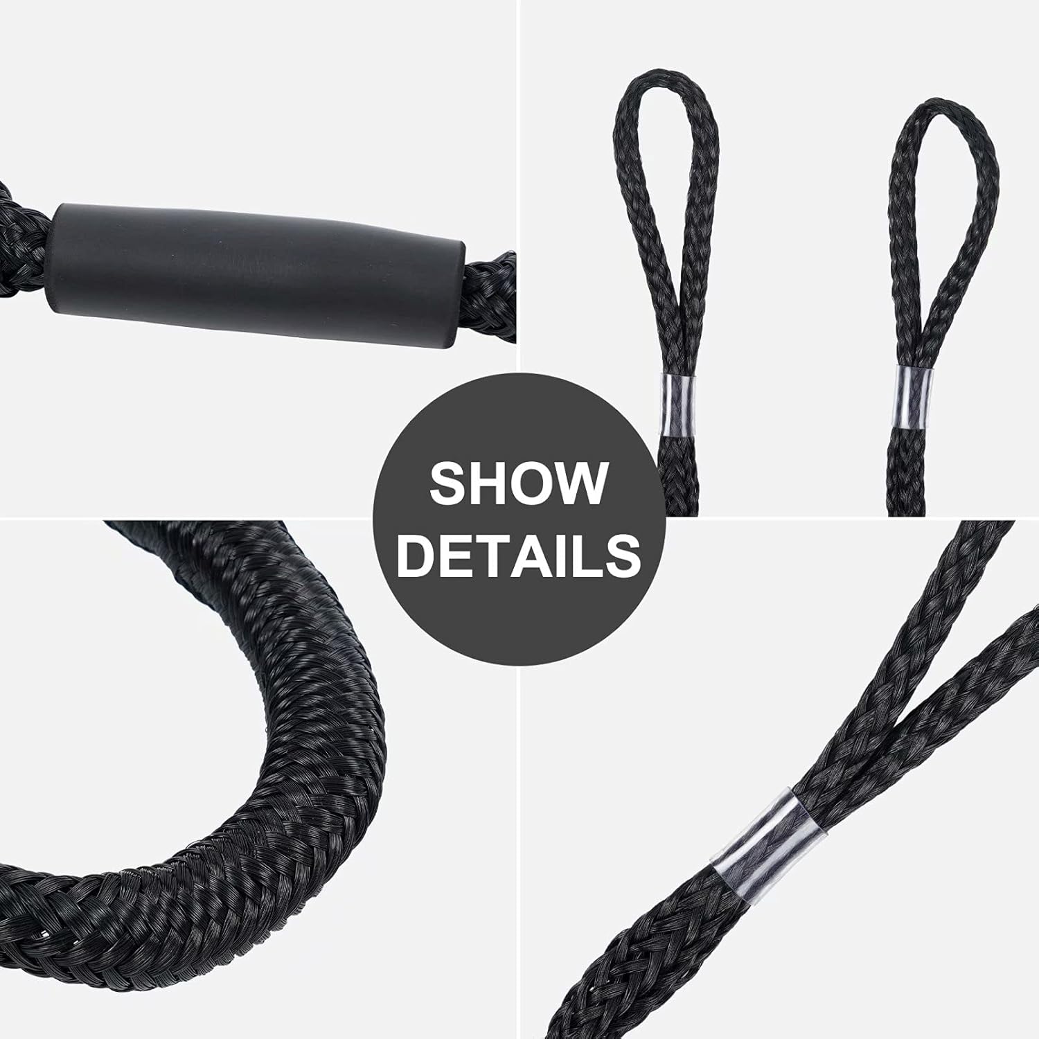 Bungee Dock Line Mooring Rope Bungee Cord Docking String Dockline for Boats Shock Bungee Docking Ropes for Boat Kayak, Jet Ski, Pontoon, Canoe, Power Boat WaveRunner Black (4X)