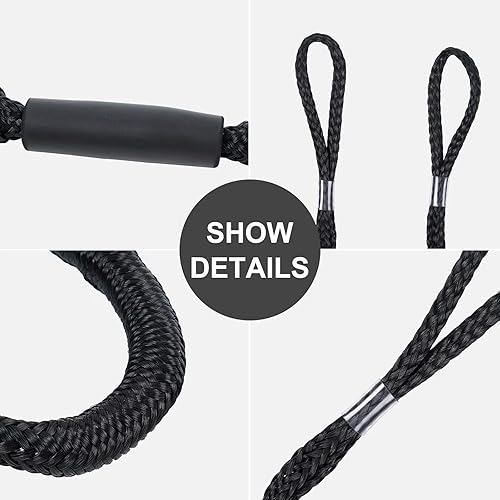 Miniatura 6 de Cuerda de amarre elástica para barcos, cuerda de amarre para barcos, cuerdas de acoplamiento para lanchas, kayak, moto acuática, pontón, canoa,