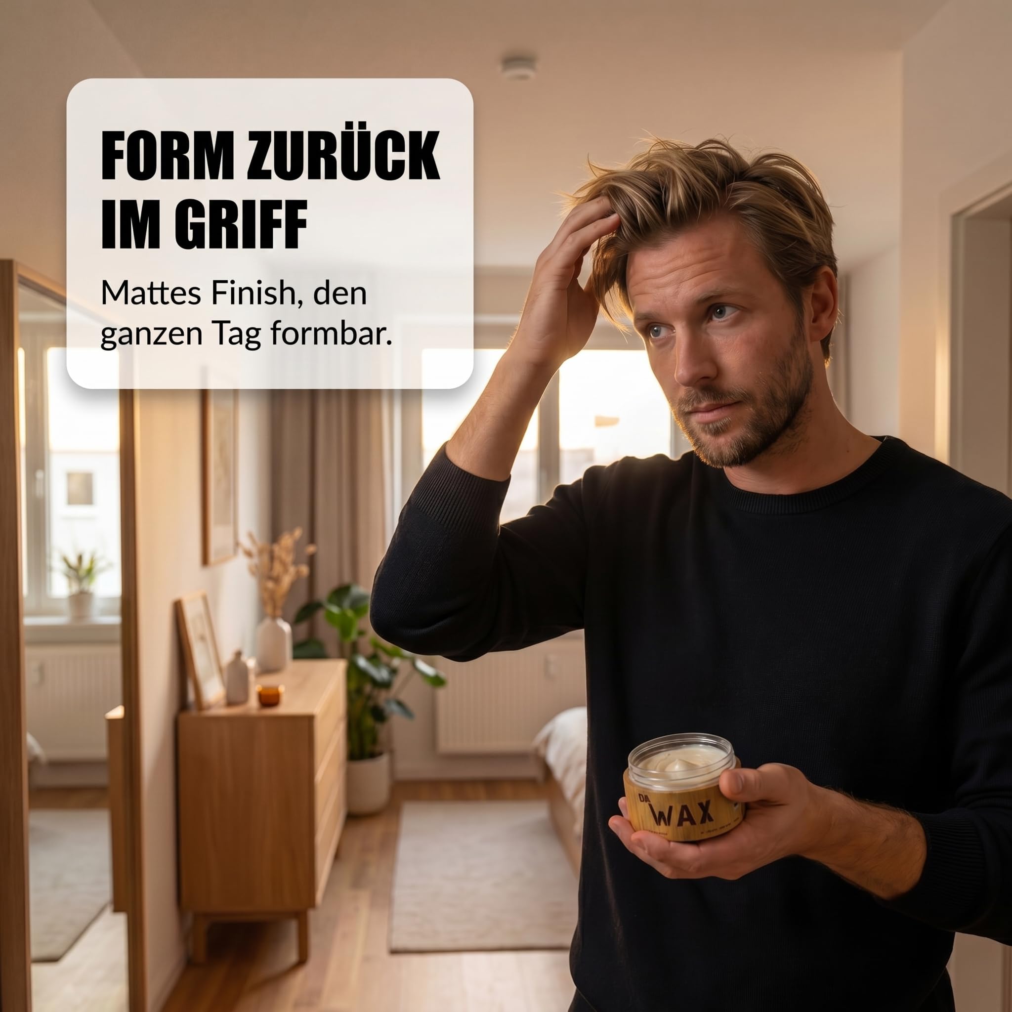 Da'Dude Da'Wax 100 ml, Haarwachs Männer matt, starker Halt, Haar Wax für Herren, Carnaubawachs, Bienenwachs, ohne Silikone & Parabene, Bambustopf