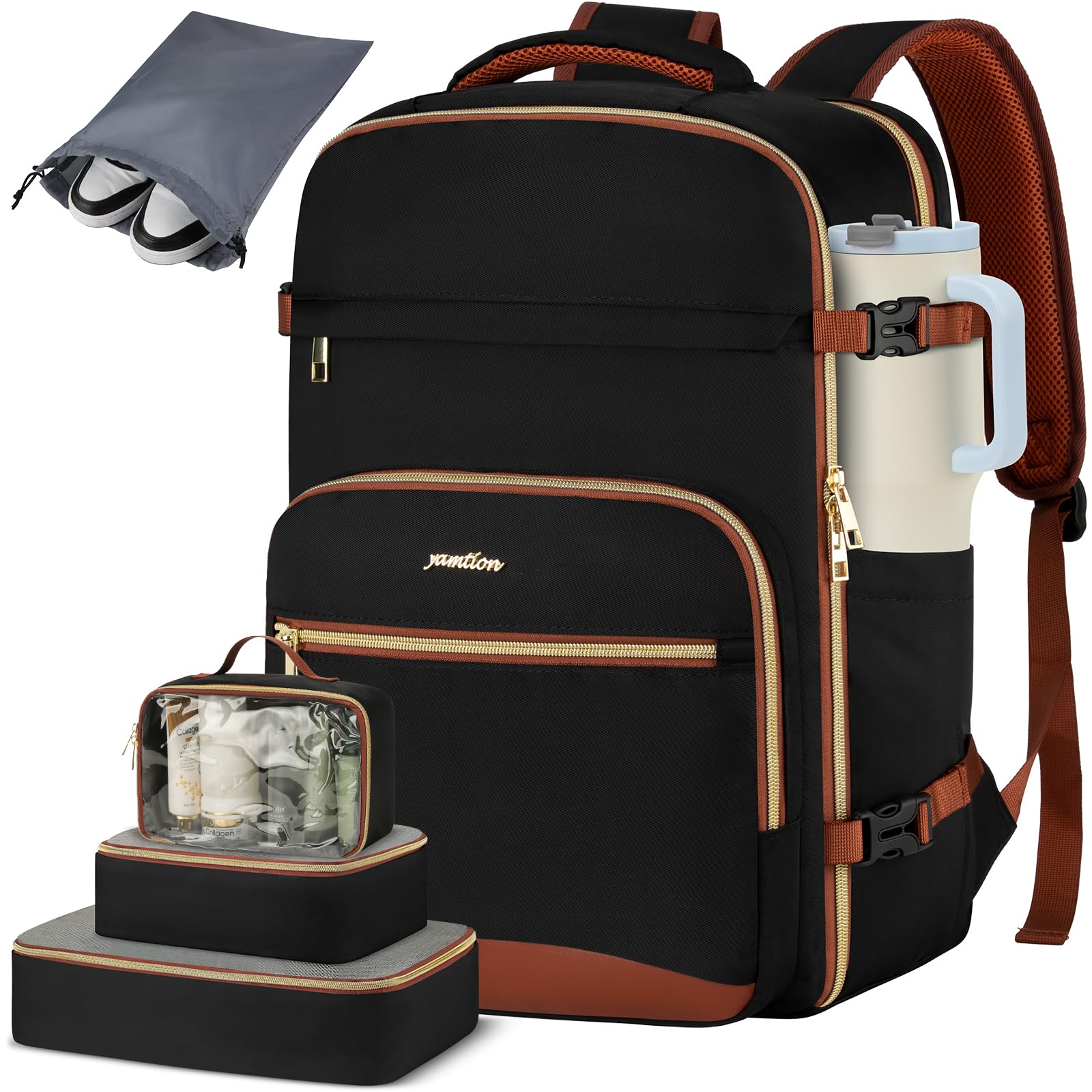 Mochila Viaje - Zaino da viaggio da donna, con 4 cubi di imballaggio, approvato dalla TSA, per viaggi in aereo, per lavoro, escursionismo, lavoro, scuola e college