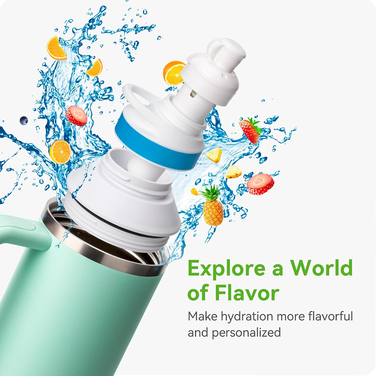 Snowfall 40 Tumbler Adapter, Compatible with Cirkul Flavors Cartridge, Fit for Stanley 40oz Quencher H2.0, Food-Grade Leak-Proof Flavors Cartridges Adapter, Perfect for Enjoying Flavored Drinks