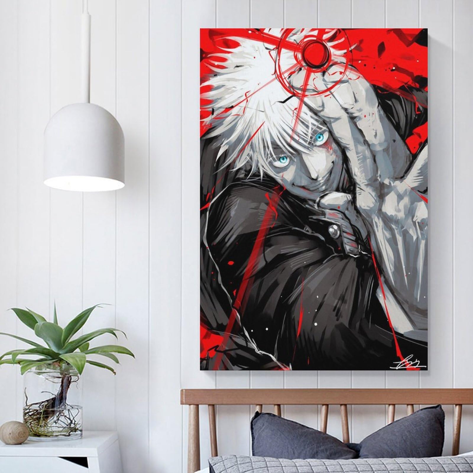 Tableau Toile 5 Panneaux Gojo Satoru Jujutsu Kaisen - Décoration Murale Anime Avec Cadre