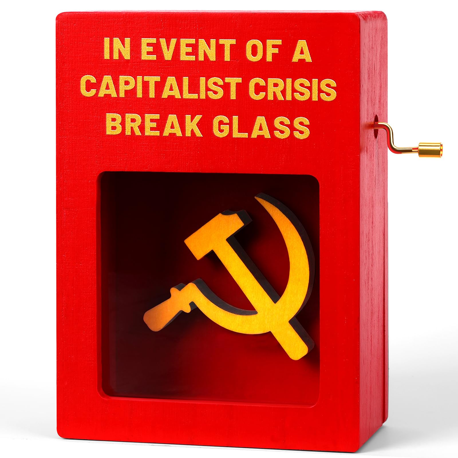 Funny Office Decor for Your Desk, In Case Of Emergency Break Glass and Turn Crank, A Unique Music Box for Gag Gift & Prank for Your Coworker funny