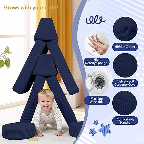 Miniatura 143 de MeMoreCool Sofá modular de 8 piezas para niños, sofá de espuma convertible rosa para sala de juegos Rosa (Dusty Rose),Verde bosque,2-marino,Azul