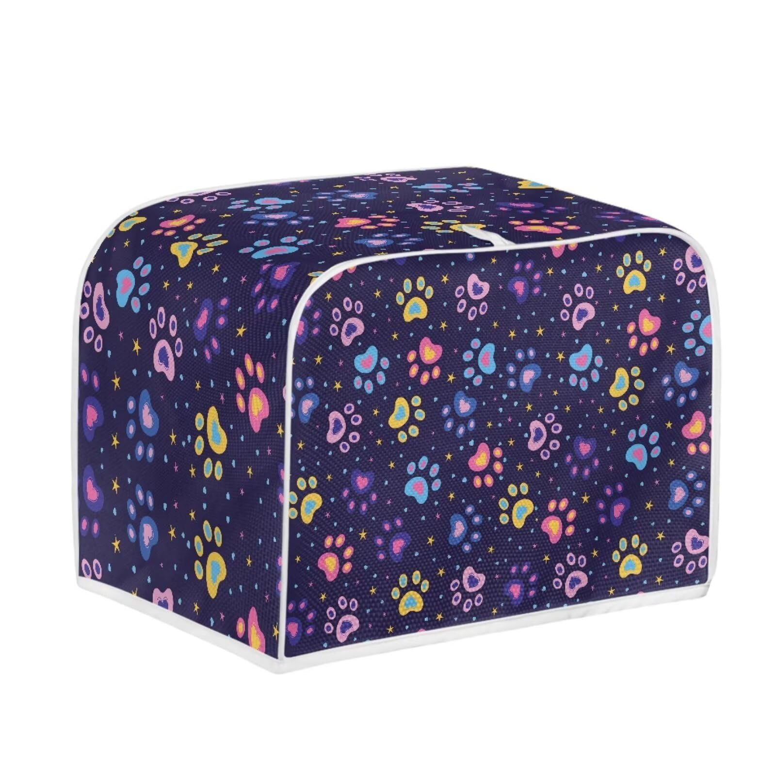 Hechitok Toaster Cover Colorful Dog Paws Decor Toaster Cover Bread Toaster Oven Dustproof Cover Kitchen Small Appliance Cover Kitchen Broiler Appliance Organizer Bag