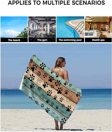 Miniatura 6 de Juego de toallas de baño con estampado de patas de perro, suaves y absorbentes, lujosas toallas de granja de lujo, microfibra de madera marrón verde