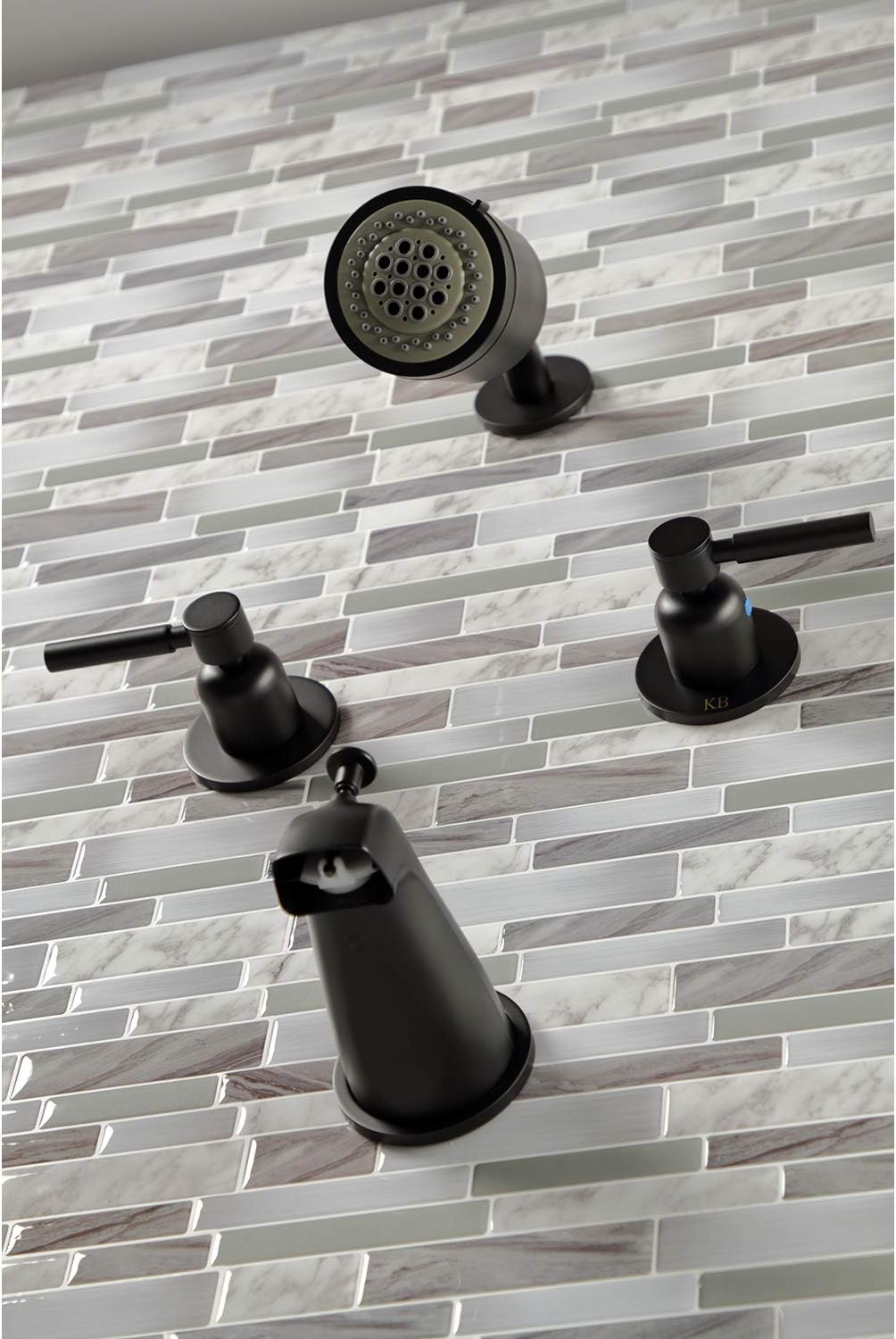 Kingston Brass KBX8140DL Concord Double-Handle Tub and Shower Faucet in Matte Black