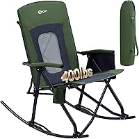 Vista 22 de PORTAL Silla mecedora plegable de gran tamaño para acampar, portátil, para exteriores, con respaldo alto, reposabrazos duros, bolsa de transporte