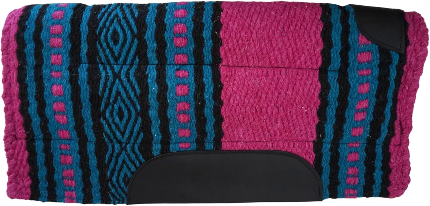 24 X 24 Wool Pony Saddle Pad with Fleece Bottom with Pink Accent