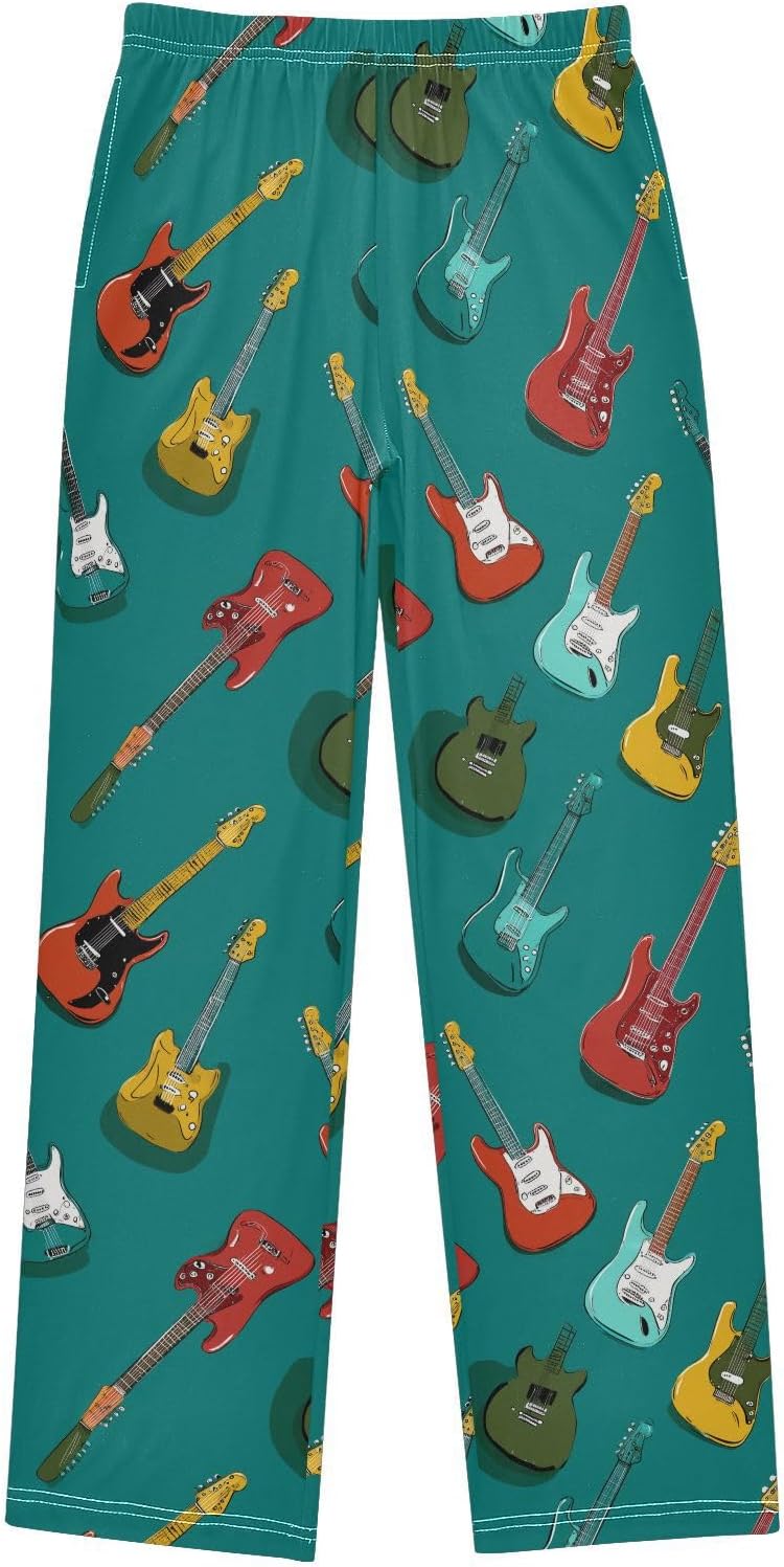 visesunny Boys' Pants Rock Music Guitar Grunge Jogger Pants Elastic Waist Long Bottoms Trousers with Pockets S-XL
