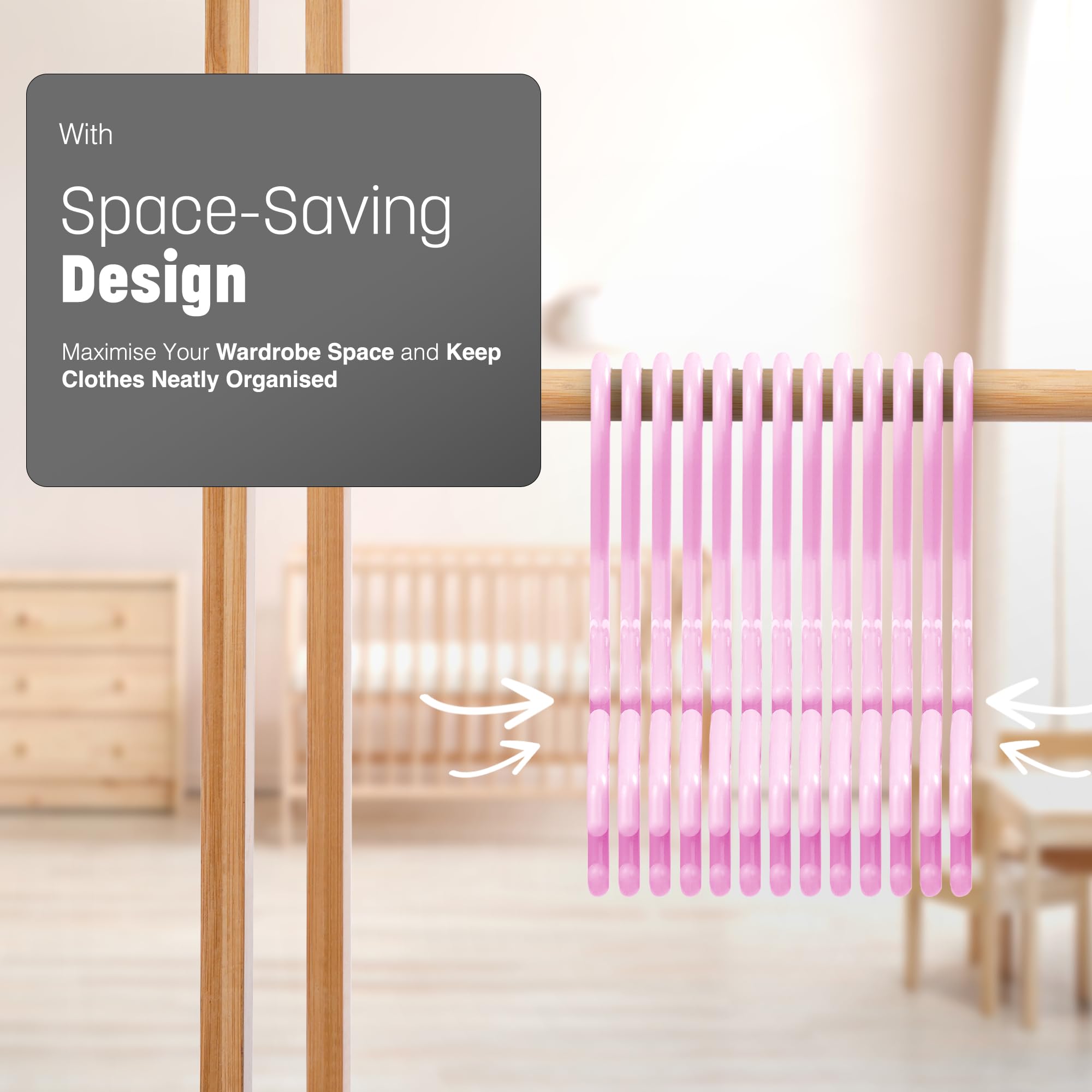 KEPLIN 36 Pack Children's Hangers, Plastic, Nonslip Baby Coat Hanger, Space Saving Tubular Hangers - Image 3