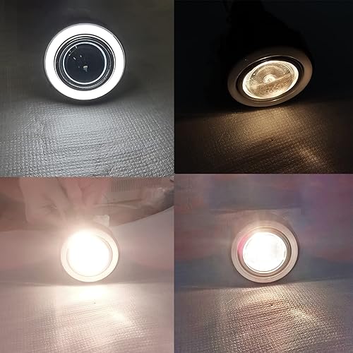 Miniatura 3 de YLT AUTO Kit de repuesto de anillo de luz antiniebla de 3 pulgadas CCFL blanco halo ojo de ángel, lente transparente con bombilla LED, un par de LH
