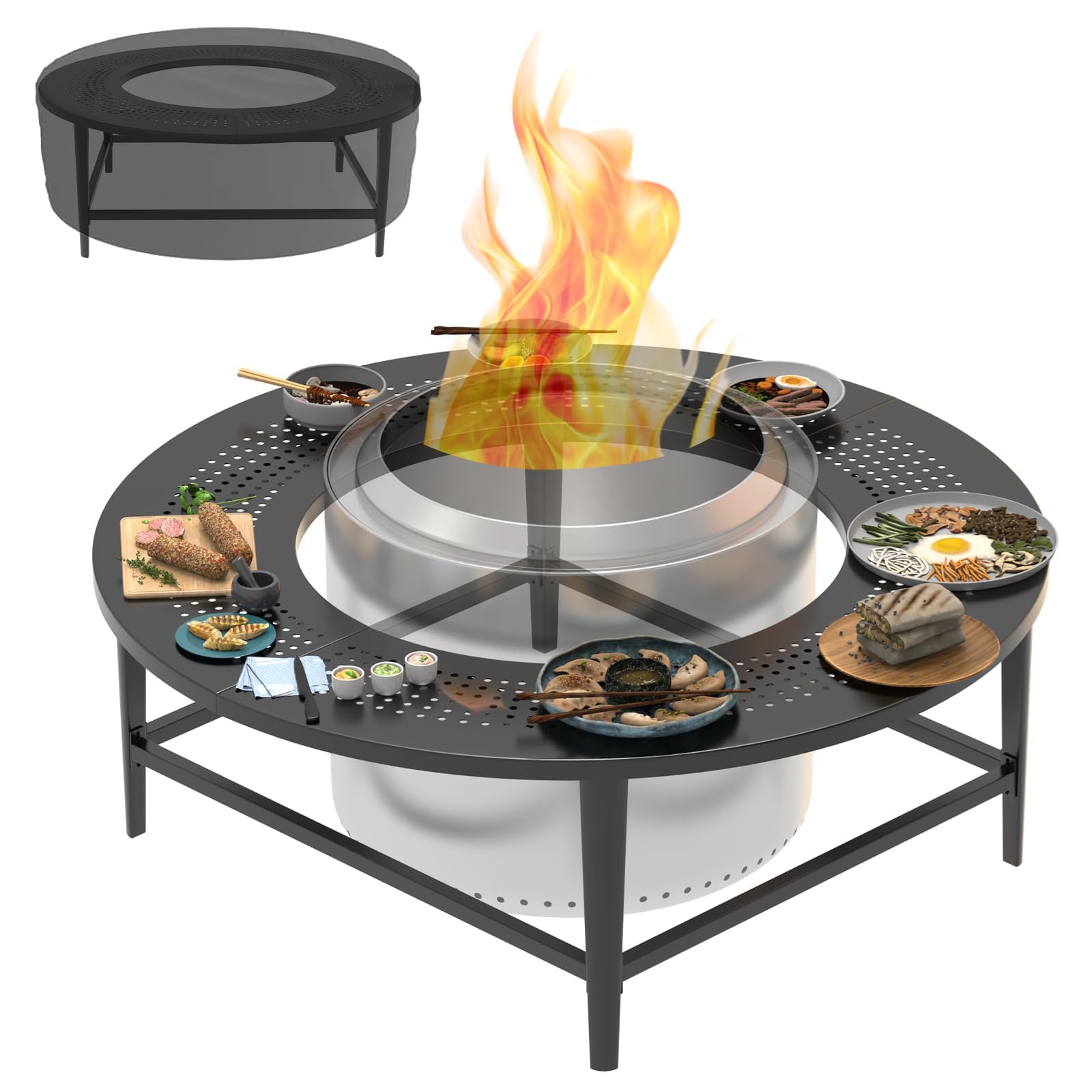 NODEL DESIGN × solworks solol wood Amazon.com : Fire Pit Surround Tabletop for Solo Stove