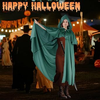 Sunlisky Renaissance Costumes Cloak with Hood Arm Holes Women Medieval Hooded Cape for Halloween Cosplay