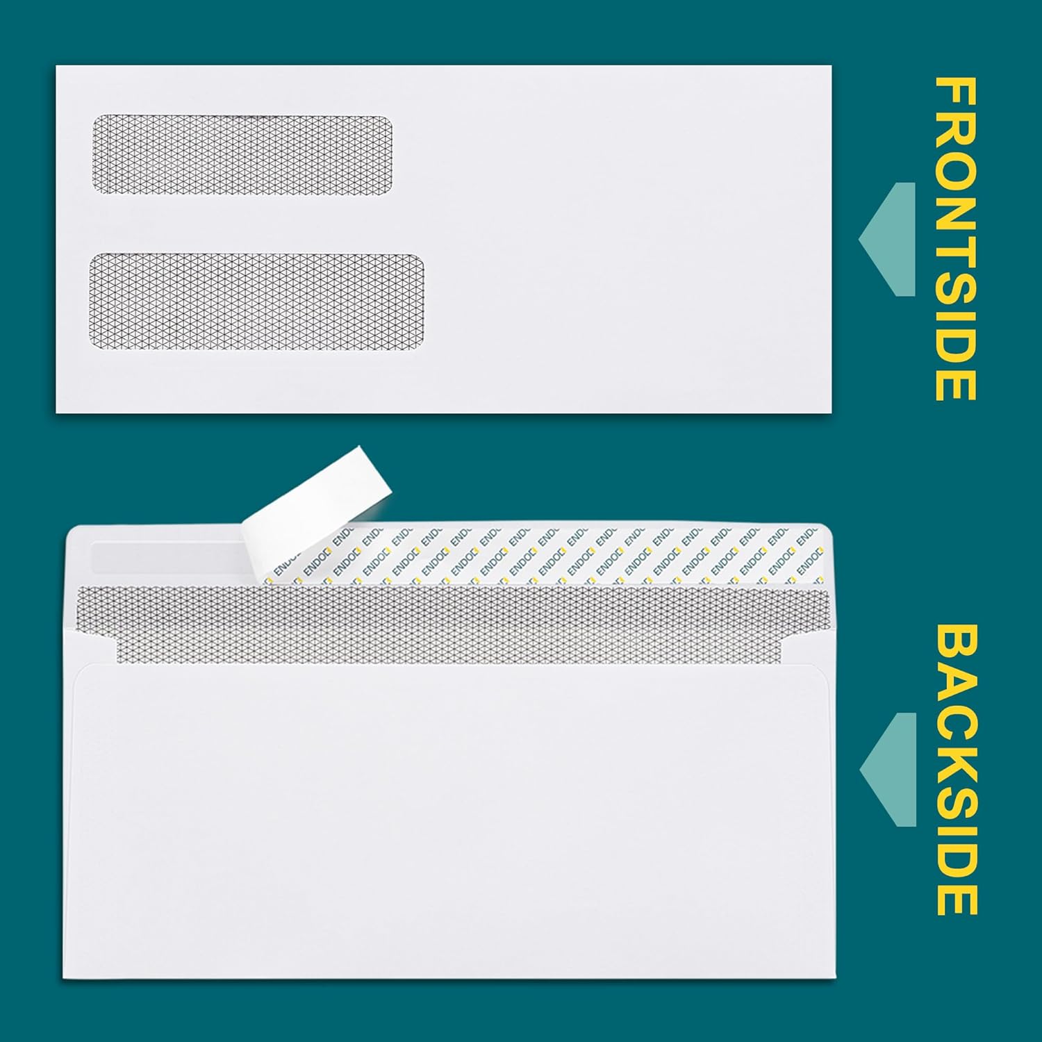 #10 Double Window Envelopes Self Seal - 500 Security White Envelopes Letter Size 4 1/8 x 9 1/2, Privacy Tinted Security Envelopes Peel and Seal for Invoices & Statements, Business Mailing Envelopes
