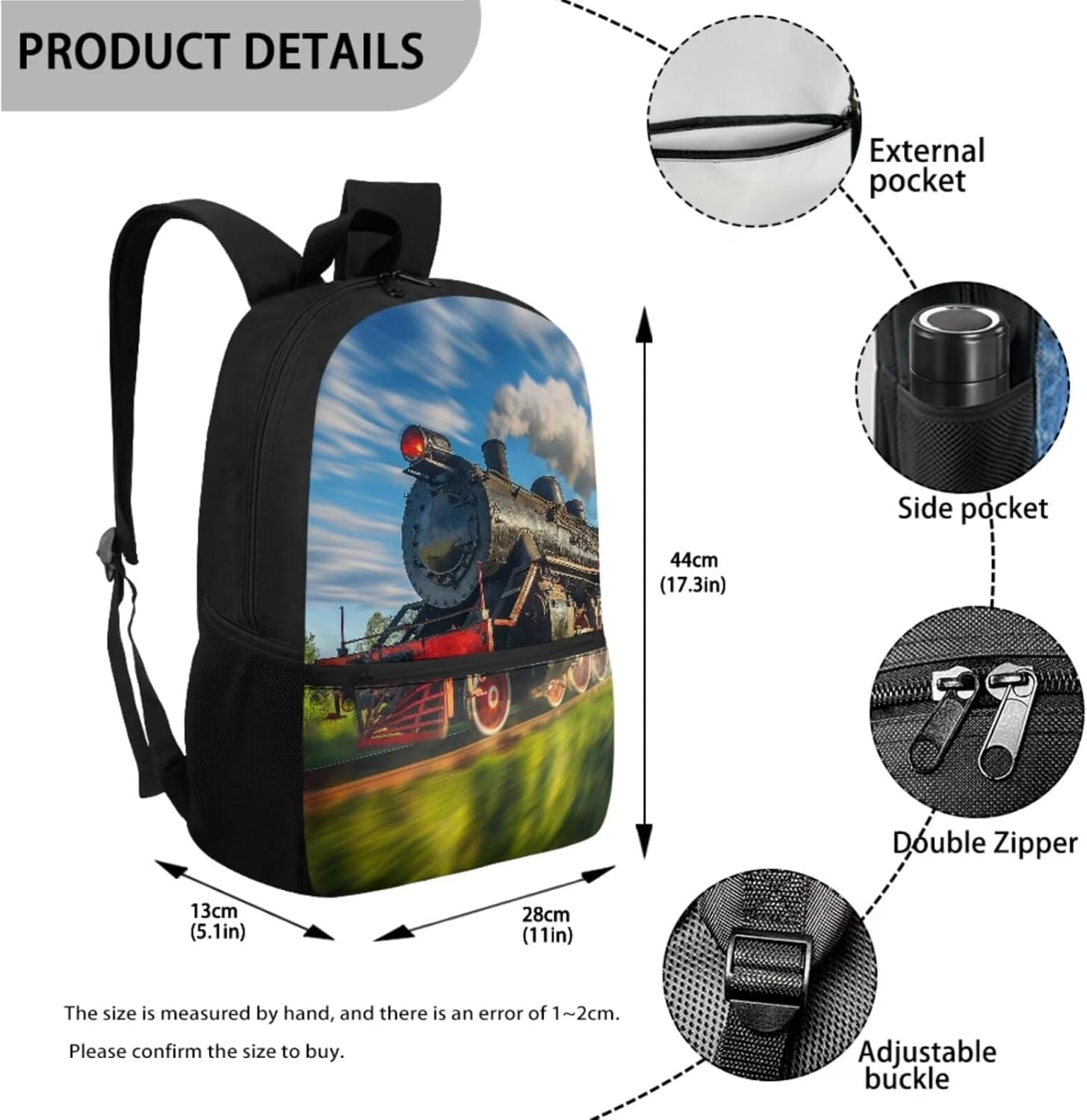 TOADDITDO Train School Backpack Set for Boys 3-in-1 Schoolbag Set with Lunch Box Pencil Case 8-10 Kids Large Book Bags Elementary School Hiking Camping Book Bag Laptop Backpacks Daycare Bag Back Packs