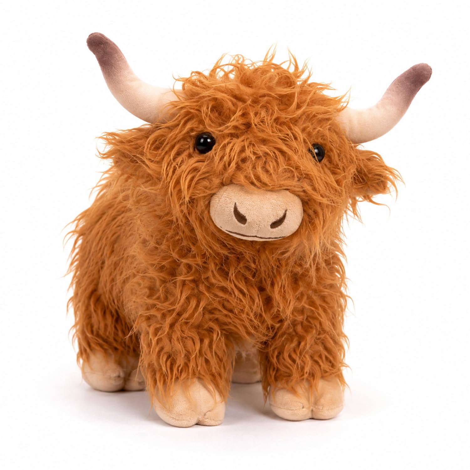 Qubitly Lying Highland Cow Plush, PP Cotton Material Highland Cow Plushie for Playing and Decoration, High Land Cow Cuddly Toy for Child, Brother, Sister, Girlfriend, High Land Cattle Lovers (Style 3)