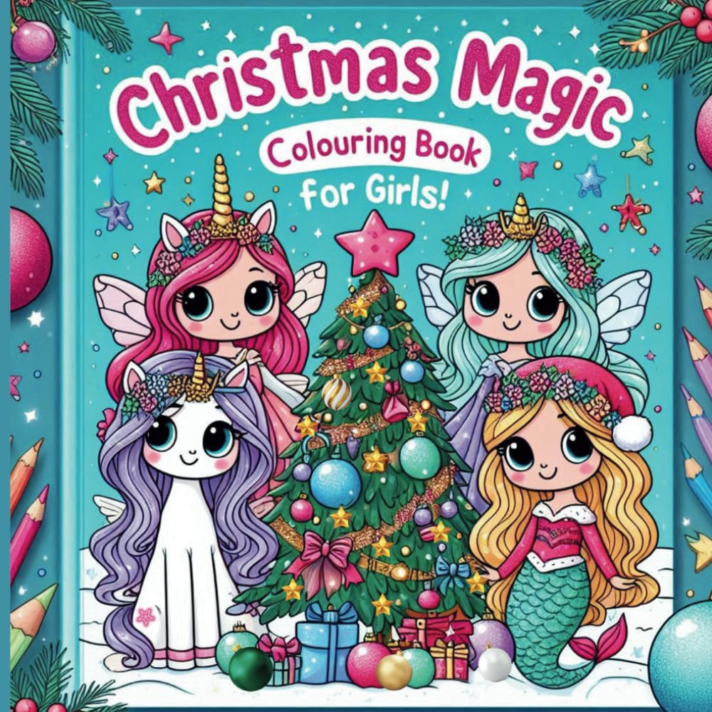 CHRISTMAS MAGIC - COLOURING BOOK FOR GIRLS!: A Magical Christmas Coloring Adventure with Princesses, Unicorns, Fairies, Mermaids, and More! Perfect for girls aged 4 - 10!