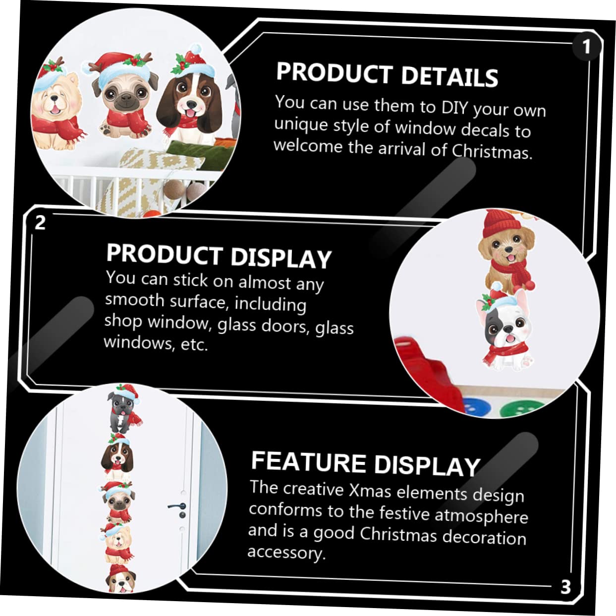 Mipcase 4hojas Calcomanías De Navidad Para Ventanas De Cartoon Decoración Para Tiendas y Adornos Paredes
