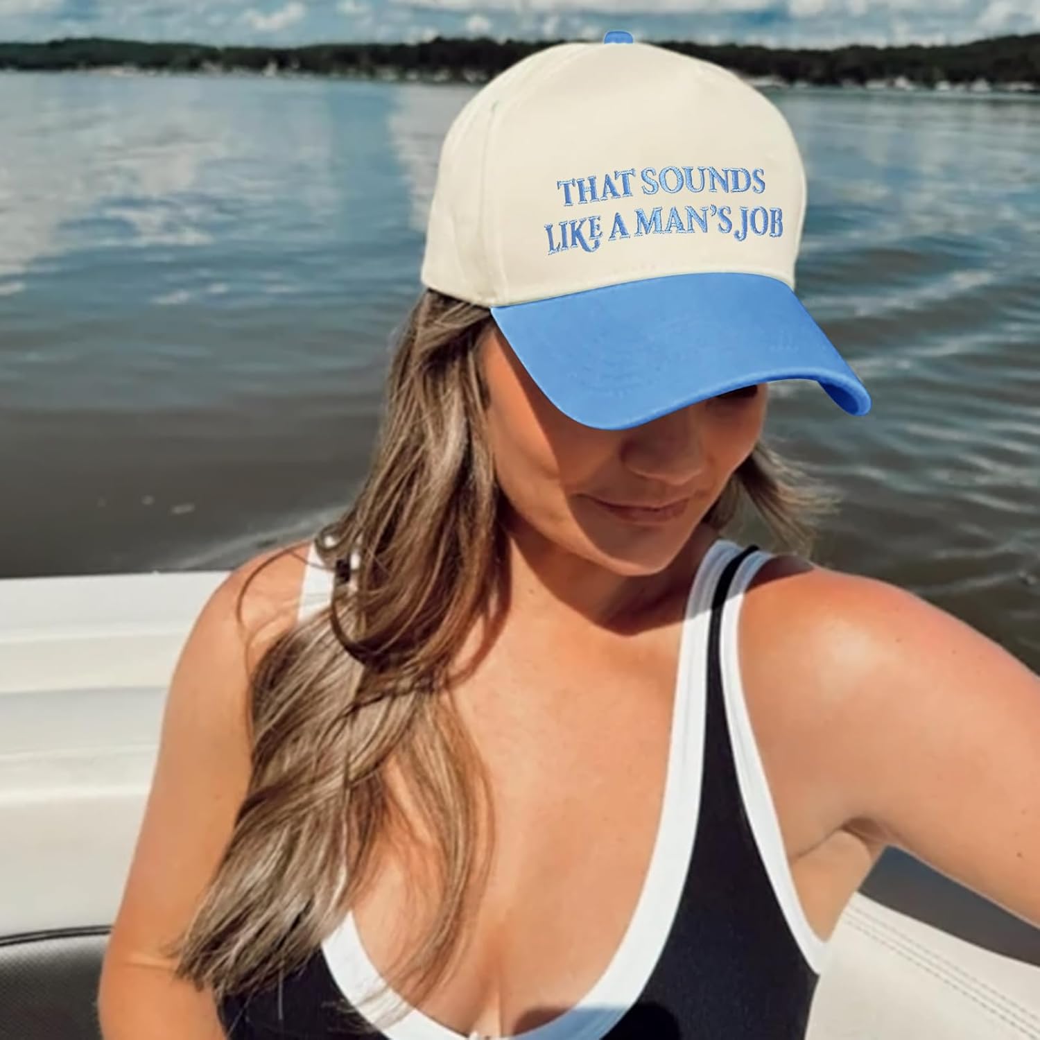 Put It On My Husband's Tab Funny Trucker Hats Women Vintage Adjustable Baseball Cap Embroidery Fashion Trucker Hat - Image 2