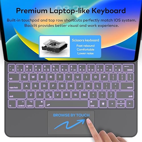 Miniatura 16 de Funda de teclado para iPad Air de 11 pulgadas (M3 2025 / M2 2024) y iPad Pro de 11 pulgadas (1ª/2ª/3ª/4ª generación), funda magnética con teclado