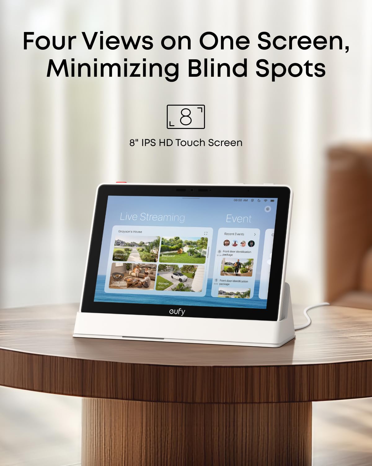 eufy Security eufy Smart Display E10, Smart Home Hub, 8" Control Panel, Compatible Devices, Four Views on One Screen, Instant Door Alerts, Daily Event Reports, One Tap Control