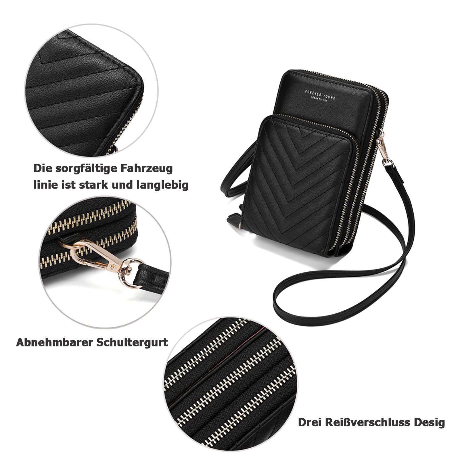 myfriday Kleine Umhängetasche für Damen, Mini Messenger Schulter Handtasche Geldbörse mit Kreditkartenfächern
