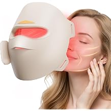 Red Light Therapy Mask for Face,4D Led Face Mask Light Therapy With 336 LEDs Full Face Coverage,850nm Infrared & 3 Light Modes for Home Use & Travel M19-3,Lvory Beige