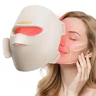 Red Light Therapy Mask for Face,4D Led Face Mask Light Therapy With 336 LEDs Full Face Coverage,850nm Infrared & 3 Light Modes for Home Use & Travel M19-3,Lvory Beige