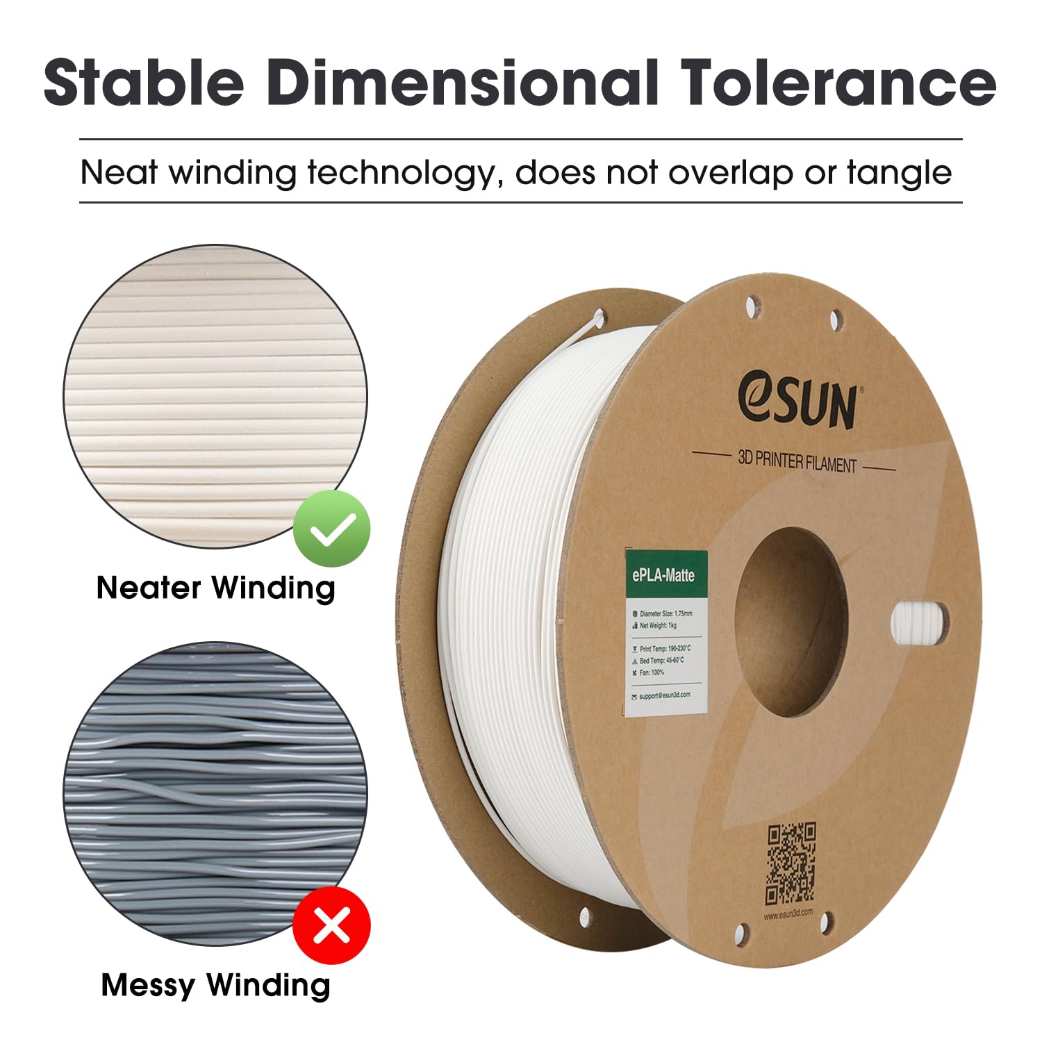 eSUN Filamento per Stampante 3D PLA Opaco Aggiornato, Filamento PLA Opaco da 1.75mm, 1 kg per bobina, 2 bobine per stampanti 3D,Bianco crema + rosso fuoco