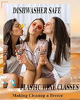 Vista 3 de Ciaell 24 copas de vino de plástico ámbar – 7 oz ámbar vintage vasos – Juego de copas de agua desechables para fiestas, bodas, bares, vino, cerveza