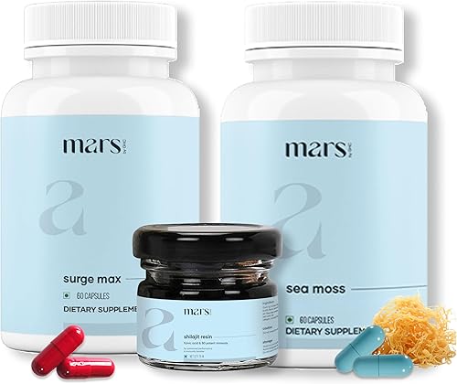 Miniatura 3 de mars by GHC Performance Plus Combo Tapas Surge Max, Resina Shilajit pura del Himalaya, Shilajit natural con tapas de semillas negras y tapas de