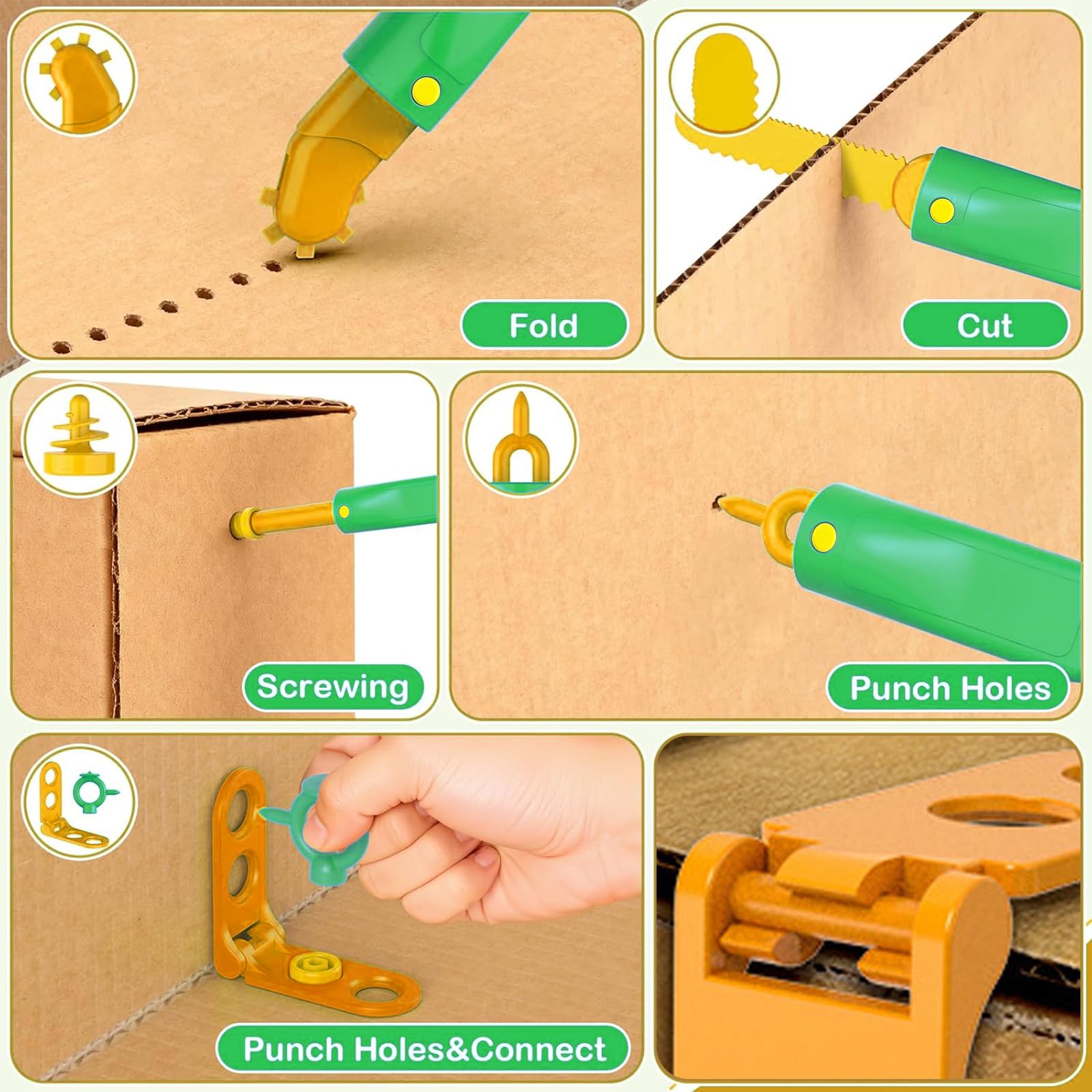 Kit di Costruzione in Cartone per Bambini, Utensili Sicuri per Taglio Cartone, Gioco Creativo Educativo STEM, per DIY in Famiglia, Scuola, attività Creative