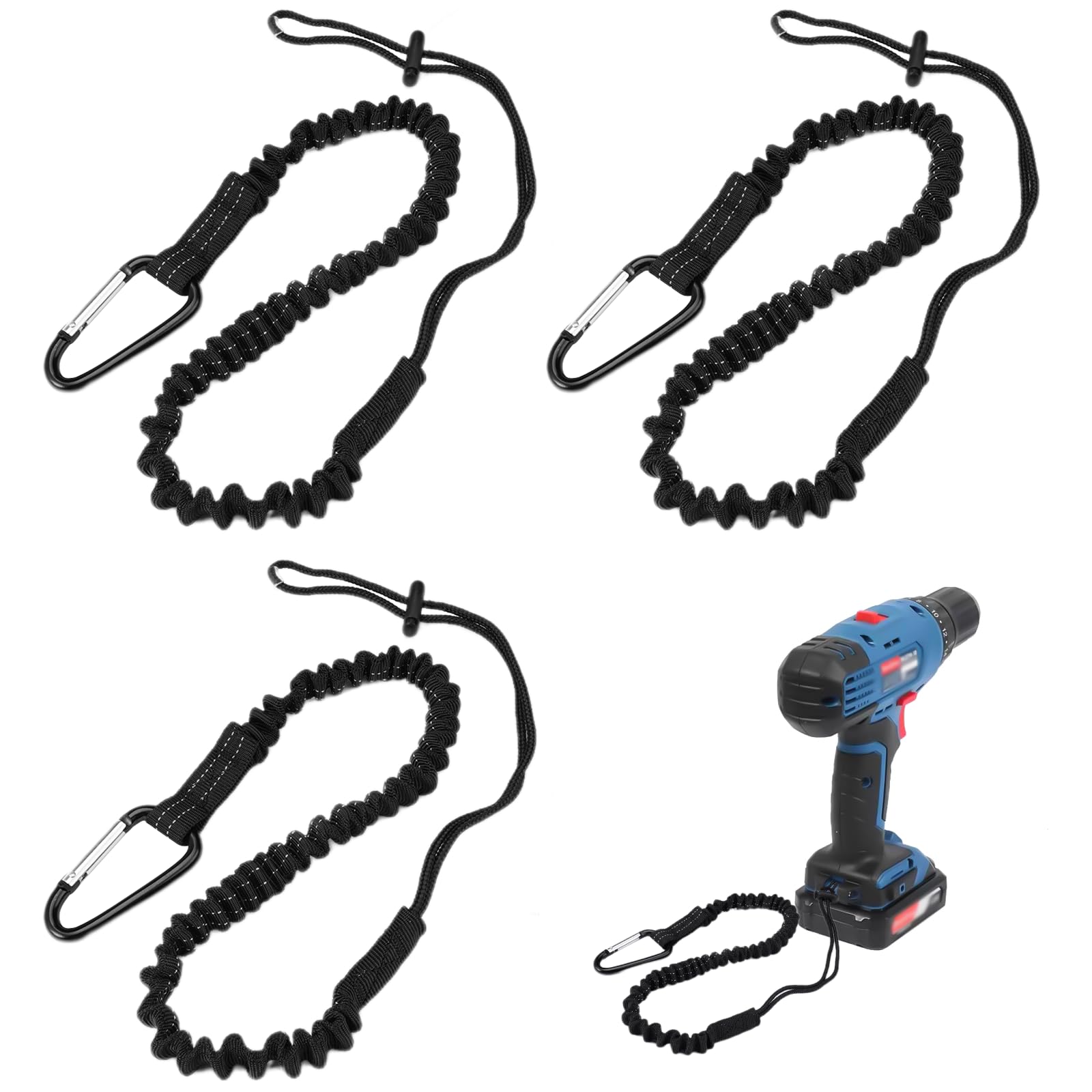 Gereedschap Lanyard, 3 Stuks Veiligheid Lanyard Met Karabijnhaak Schokabsorberende Veiligheid Lanyard Verstelbare Veiligheid L