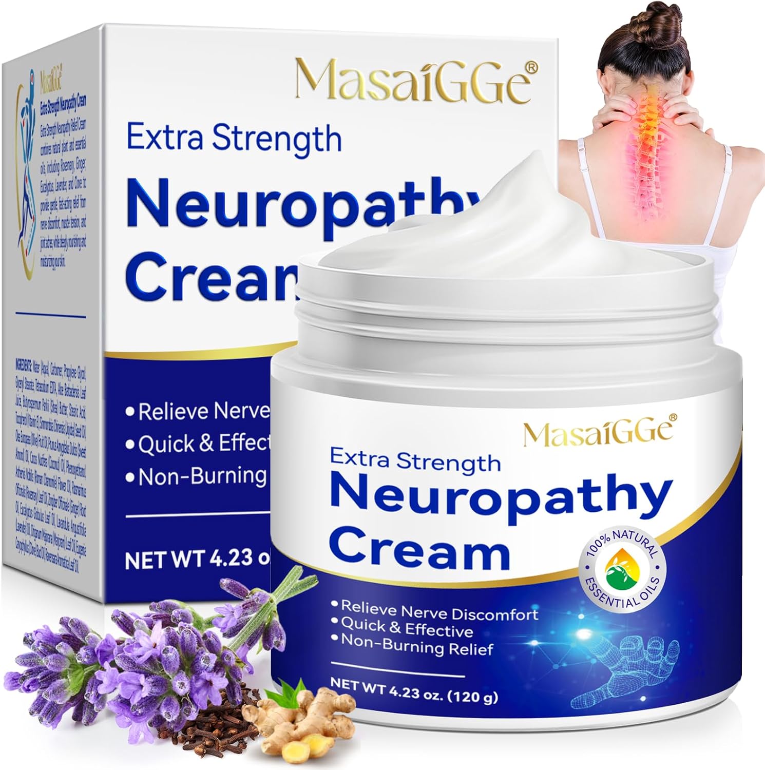 VOFANK Neuropathy Cream, Neuropathy Relief Cream for Feet, Hands, Legs & Toes, Natural Ingredients Soothes Muscle Tension & Joint Aches with Aloe Vera & Vitamin E - 4.23 Oz