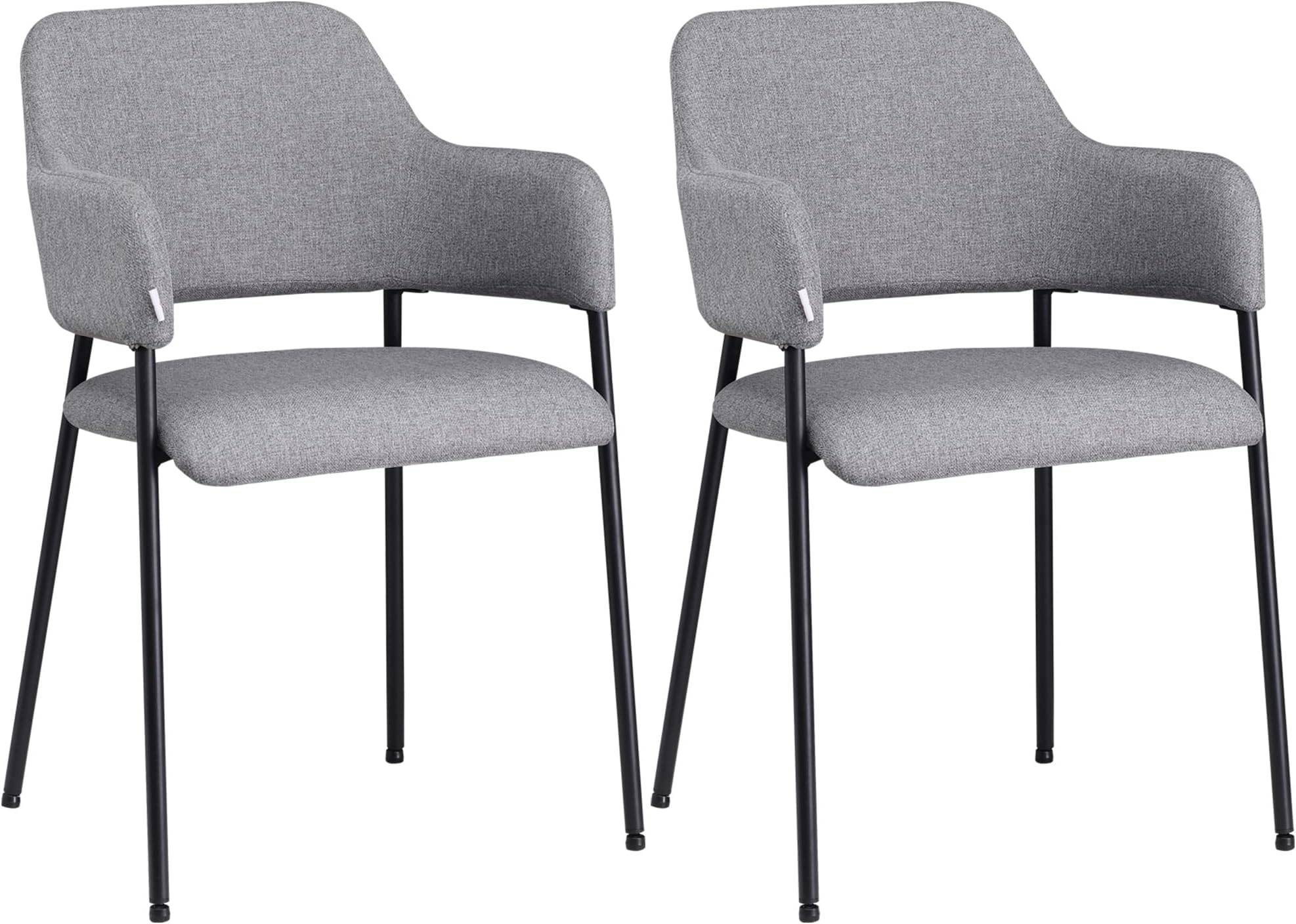 HOMCOM Modern Dining Chairs Set of 2, Linen Touch Fabric Accent Chairs ...