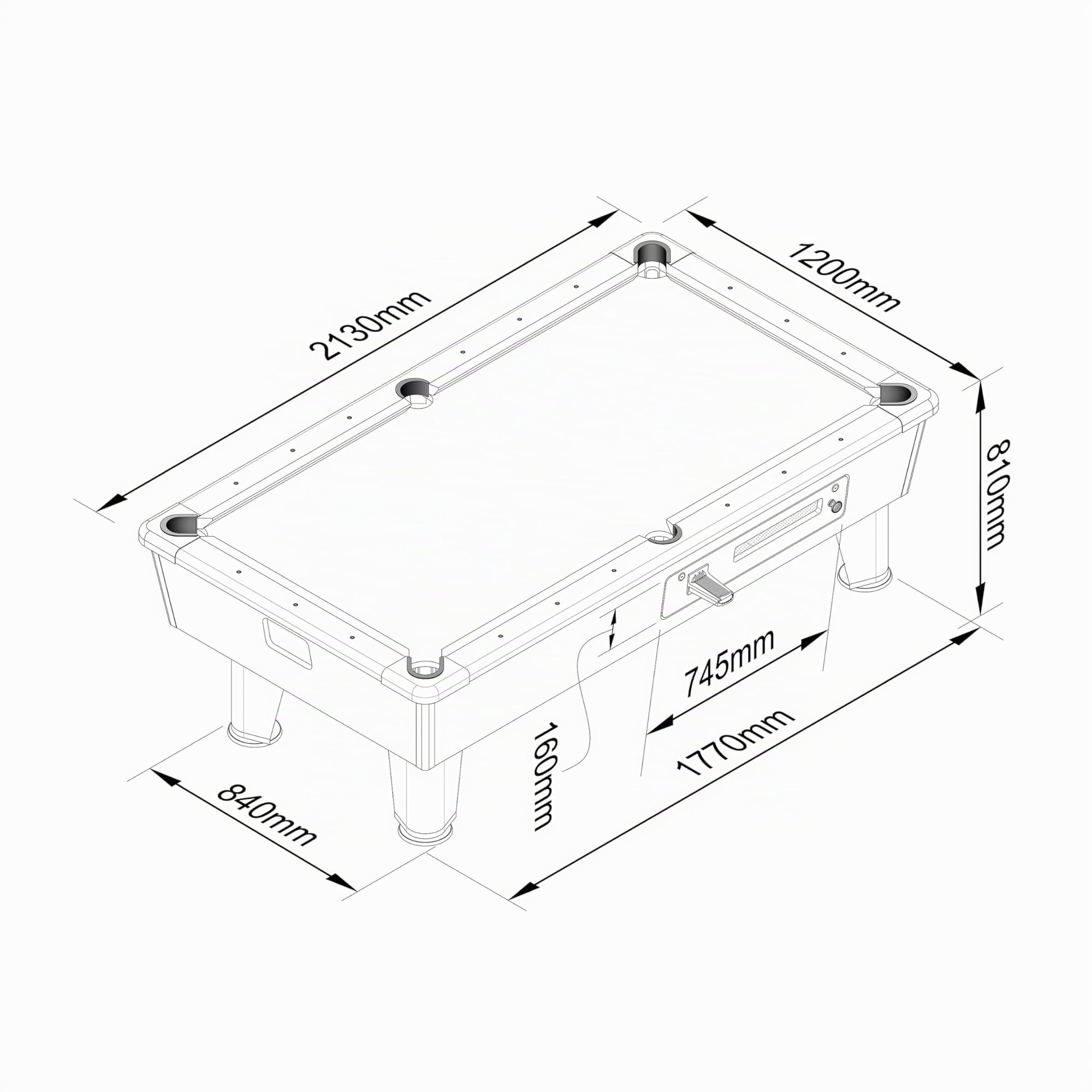 Table de billard verte 7 FT avec distributeur manuel de pièces de monnaie - Competition