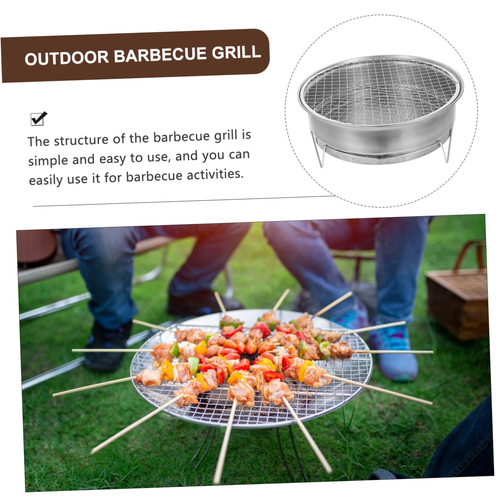 Grillmatte, 1 Set Holzkohlegrill, silberfarben, 28 x 10,7 cm